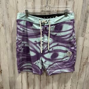 Vissla T. Muckluck Eyeball Face Print Swim Trunks Boardshort Surf Mens 32